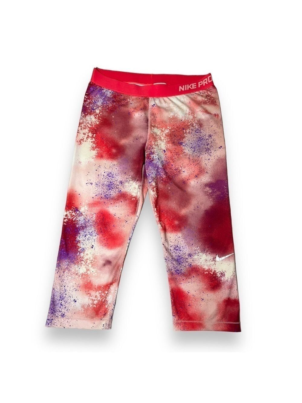 Nike Pro Women’s Paint Splatter Capri Leggings Pink Size XL